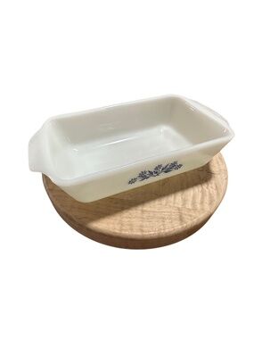 Fire-King Cornflower Blue Loaf Pan 1.5 Qt Vintage Anchor Hocking Milk Glass
